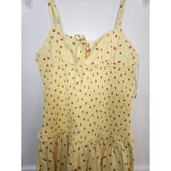 NWT Size Large Free People Lavender Daze Smocked Waist Dress Strawberry Print - Picture 3 of 8